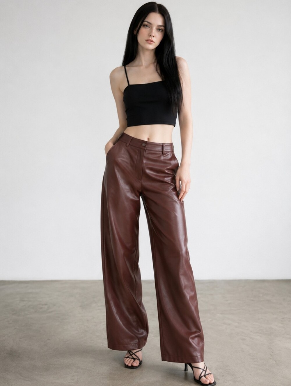 EUC 4th + Reckless Brown Faux Leather Size XL Wide Leg Pants!